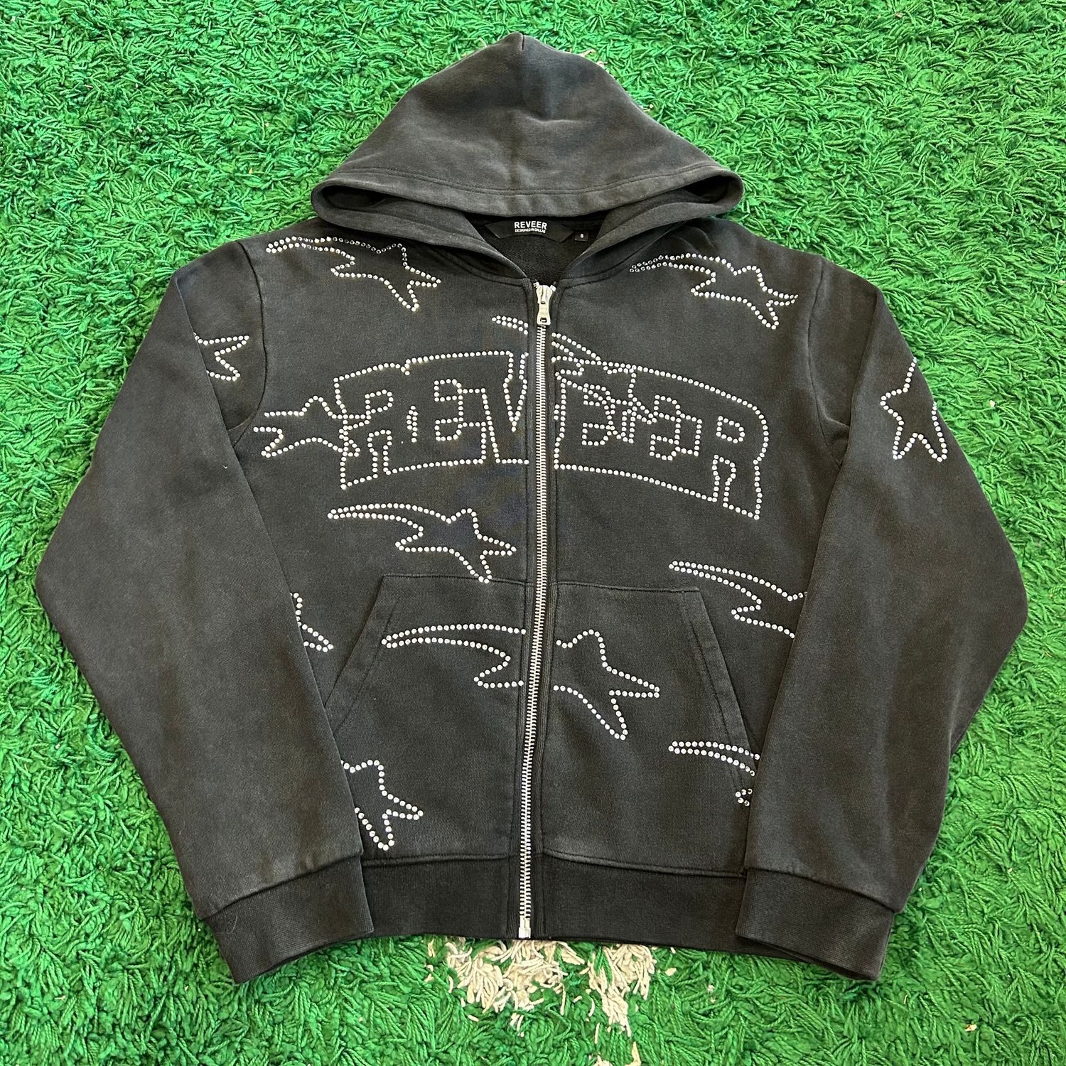 PO REVEER BLACK RHINESTONE ZIP-UP (SX) SIZE S