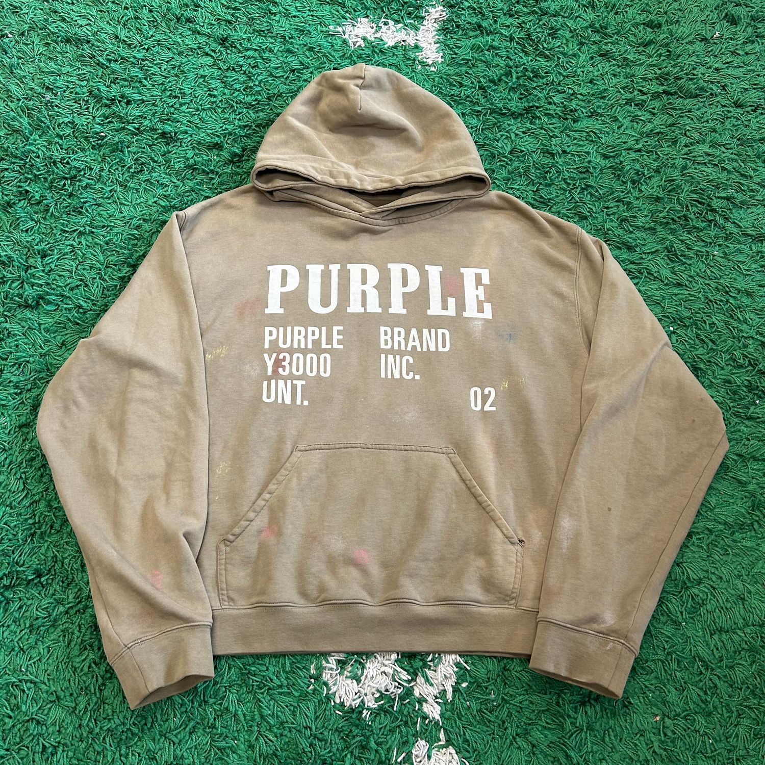 PO PURPLE BRAND LOGO-PRINT LONG -SLEEVE HOODIE GREEN (SX) SIZE XL