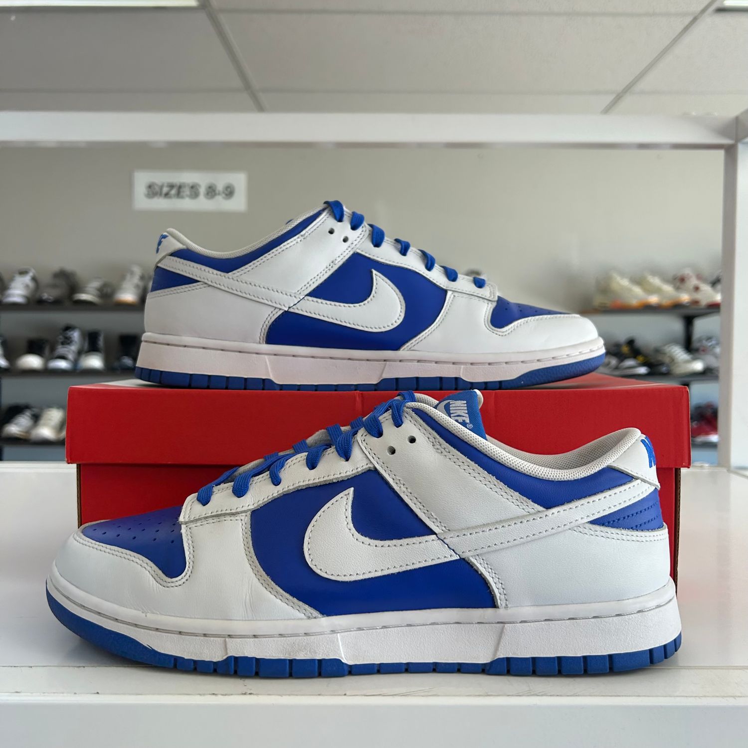 PO NIKE DUNK LOW RACER BLUE WHITE (SX) SIZE 11