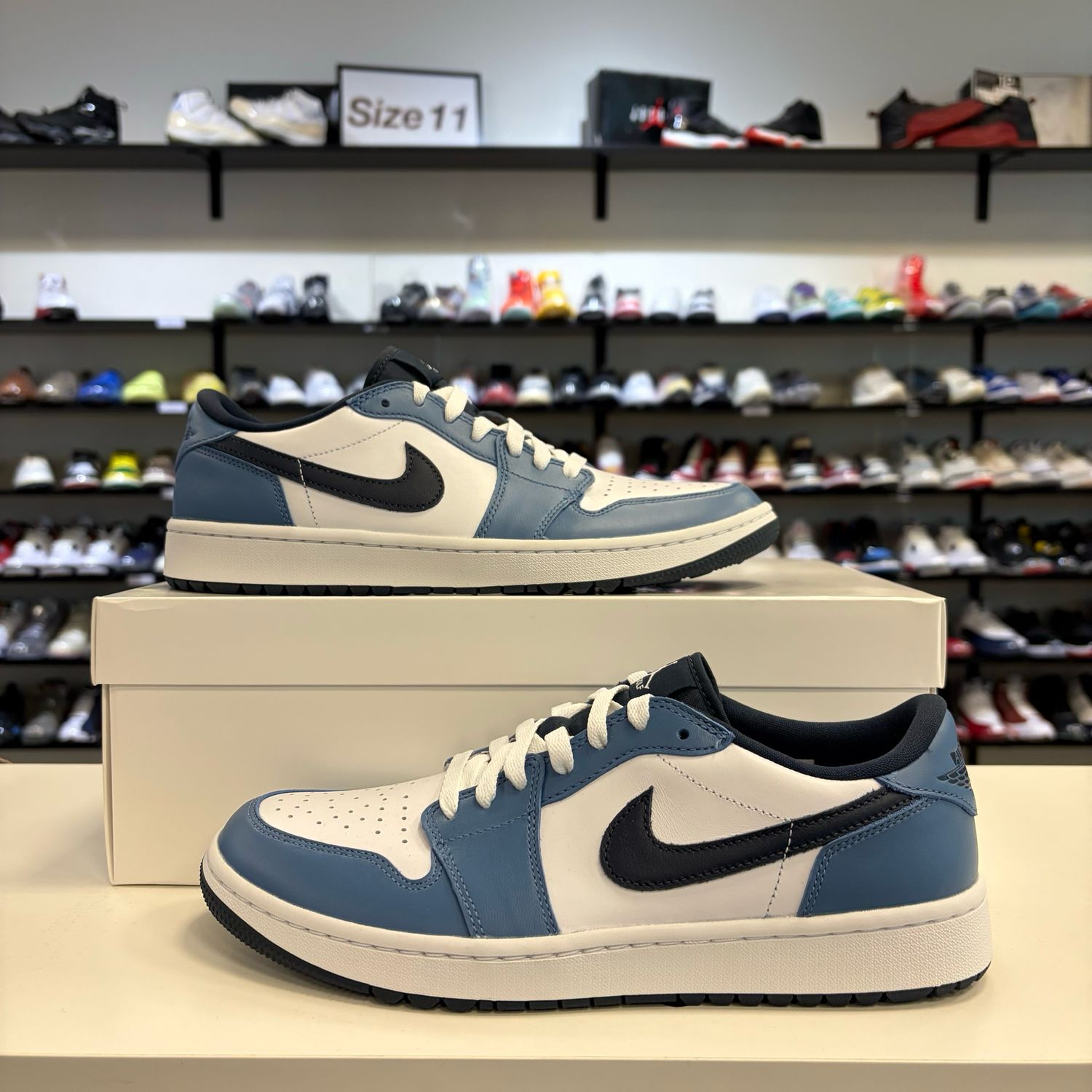 NEW (NO BOX) JORDAN 1 LOW GOLF WHITE AEGEAN STORM SIZE 9.5