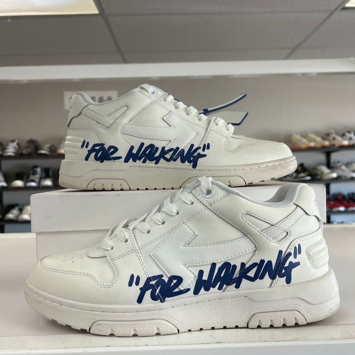 PO OFF WHITE MEN OUT OF OFFICE TONAL LEATHER LOW TOP SNEAKERS WHITE/WHITE (SX) SIZE 45