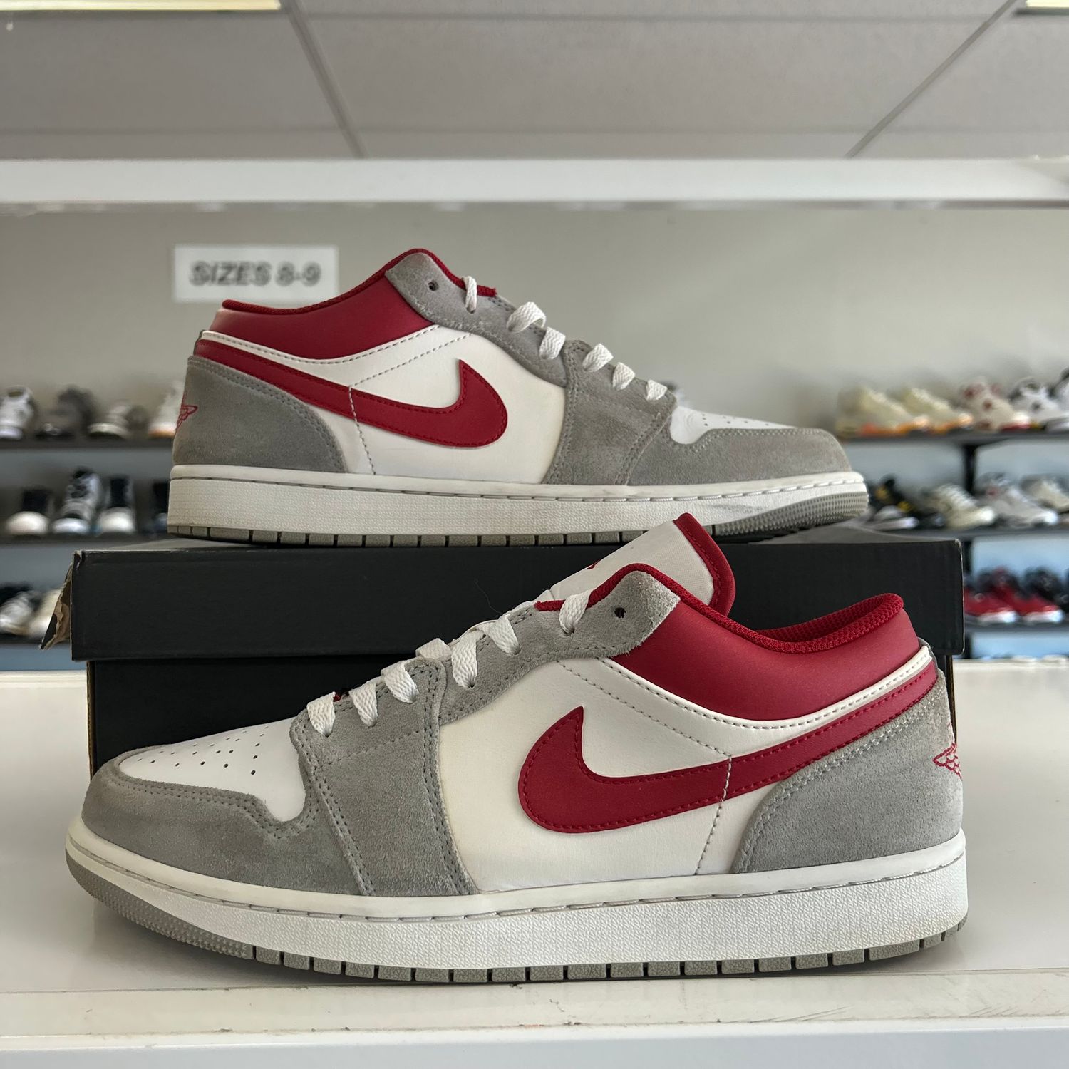 PO AIR JORDAN 1 LOW SE LIGHT SMOKE GREY GYM RED (SX) SIZE 11