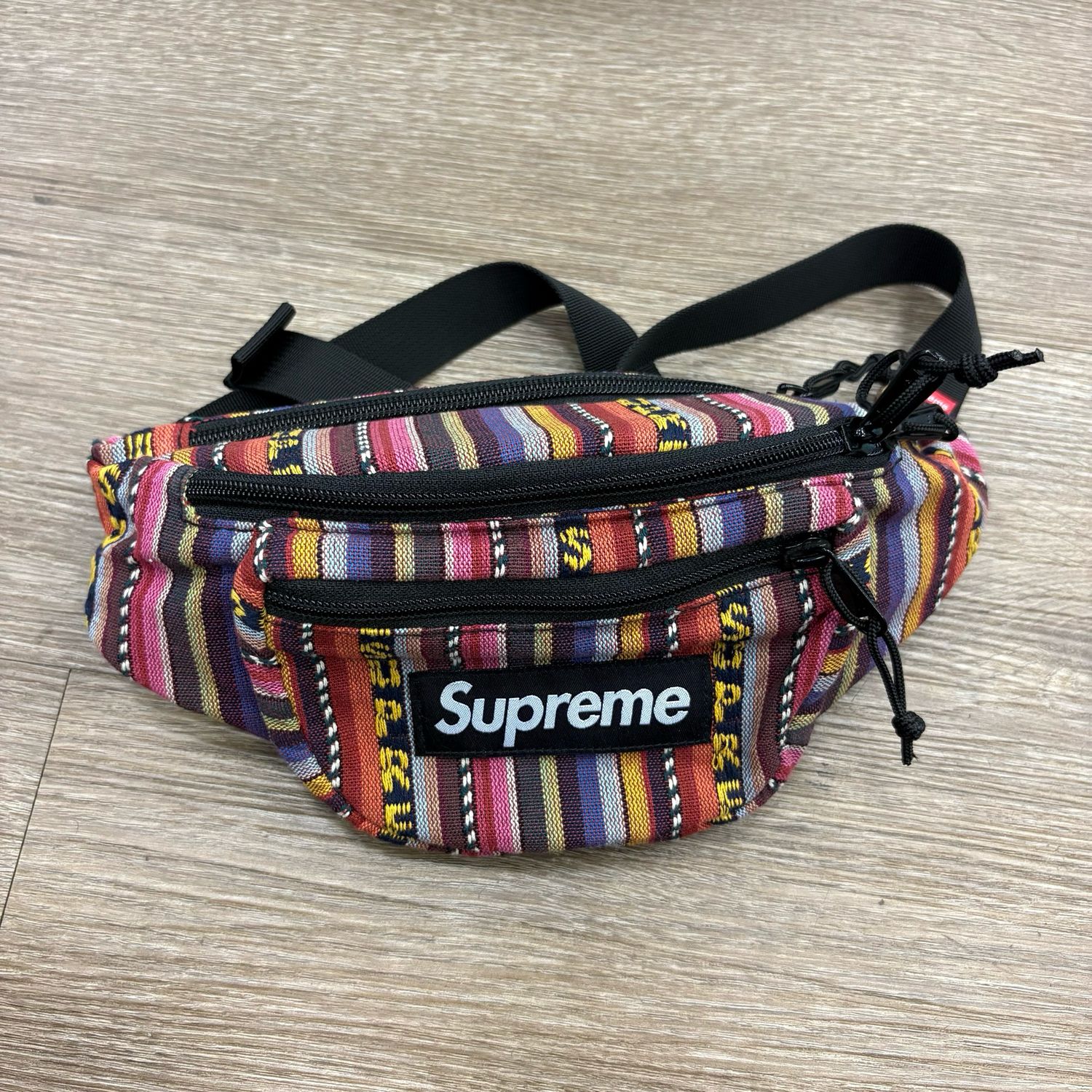 PO SUPREME WOVEN STRIPE WAIST BAG MULTICOLOR