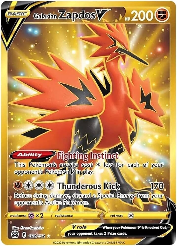 Galarian Zapdos V - Secret Rare - Brilliant Stars - 182