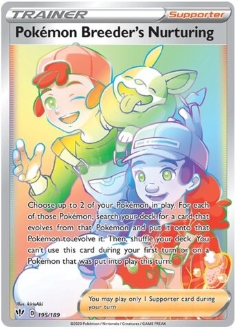 Pokemon Breeder&#39;s Nurturing - Secret Rare - Darkness Ablaze - 195