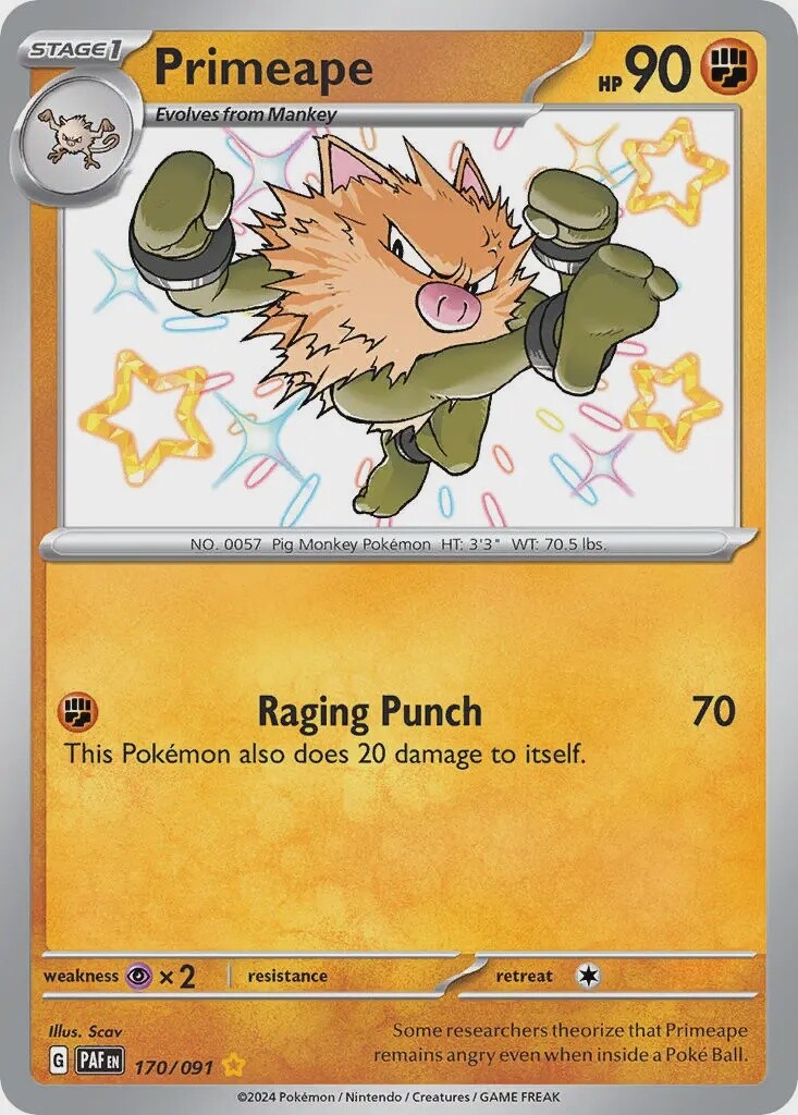 Primeape - Shiny Rare - Paldean Fates - 170