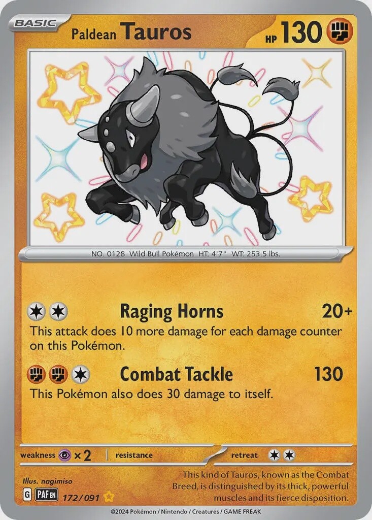 Paldean Tauros - Shiny Rare - Paldean Fates - 172