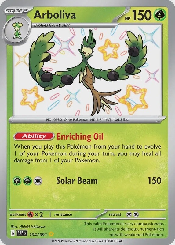 Arboliva - Shiny Rare - Paldean Fates - 104