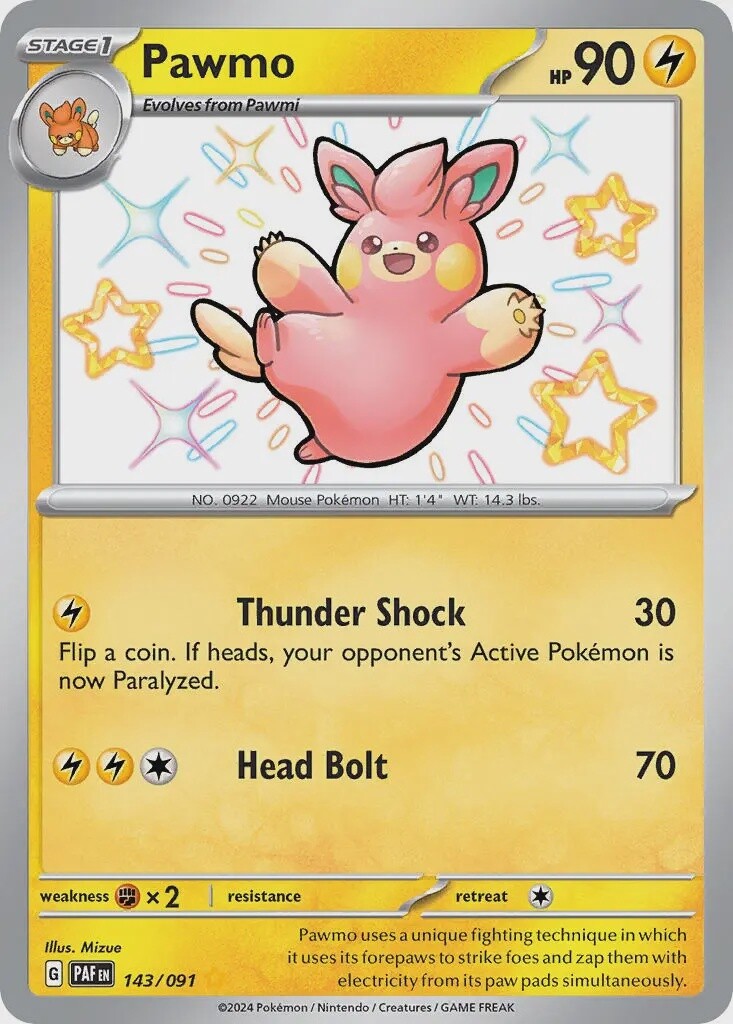 Pawmo - Shiny Rare - Paldean Fates - 143