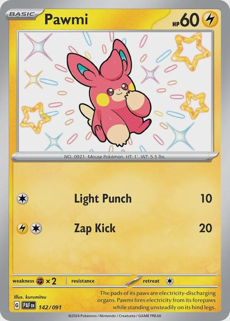 Pawmi - Shiny Rare - Paldean Fates - 142