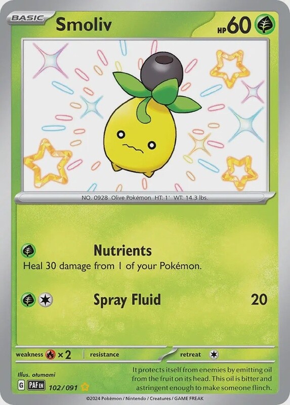 Smoliv - Shiny Rare - Paldean Fates - 102
