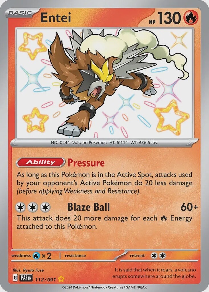 Entei - Shiny Rare - Paldean Fates - 112