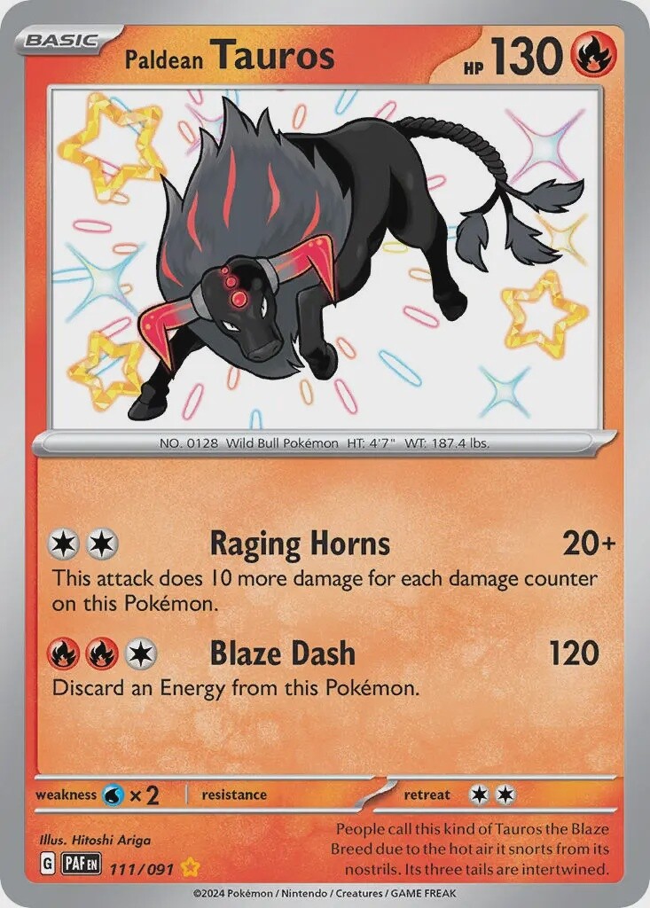Paldean Tauros - Shiny Rare - Paldean Fates - 111