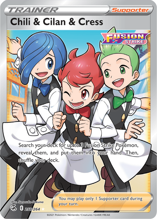 Chili &amp; Cilan &amp; Cress - Ultra Rare - Fusion Strike - 258