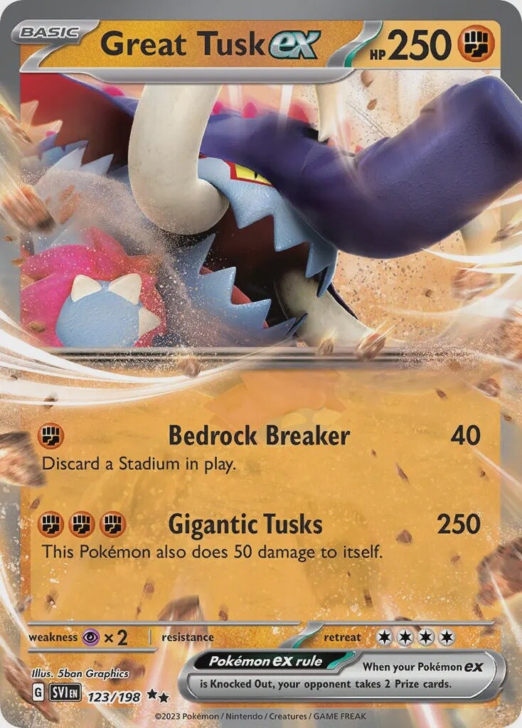 Great Tusk ex - Double Rare - Scarlet &amp; Violet - 123