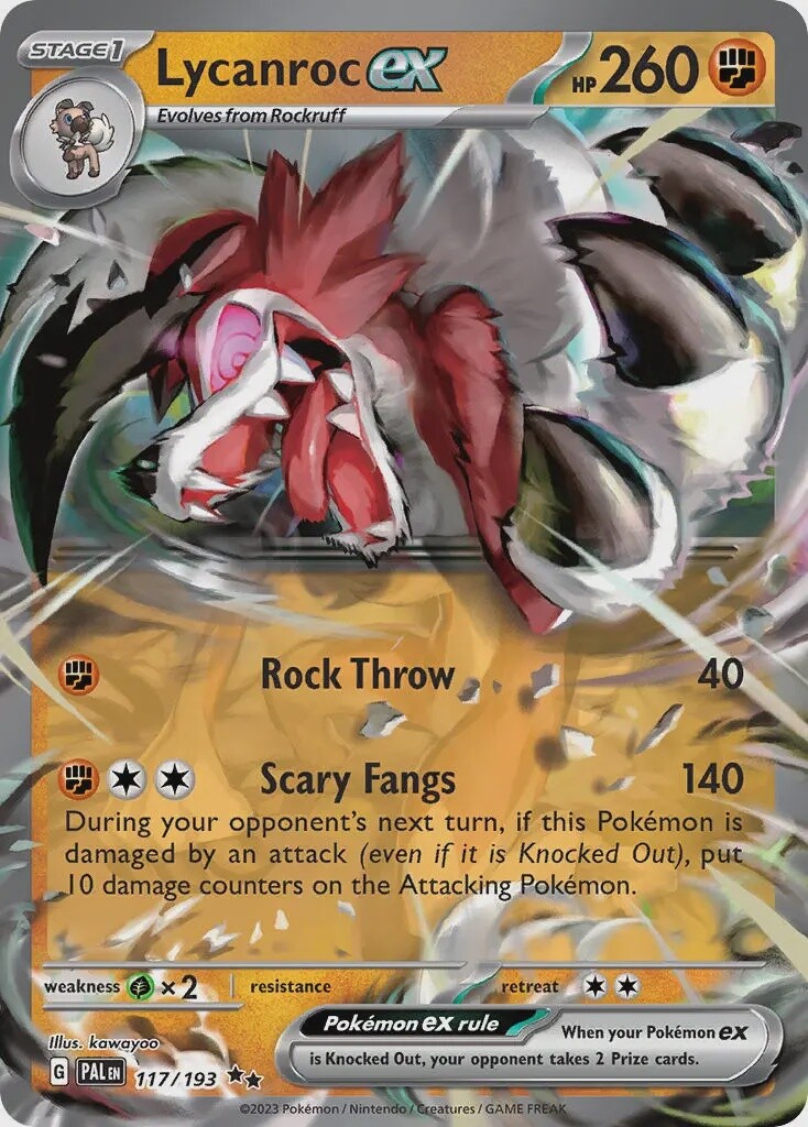 Lycanroc ex - Double Rare - Paldea Evolved - 117