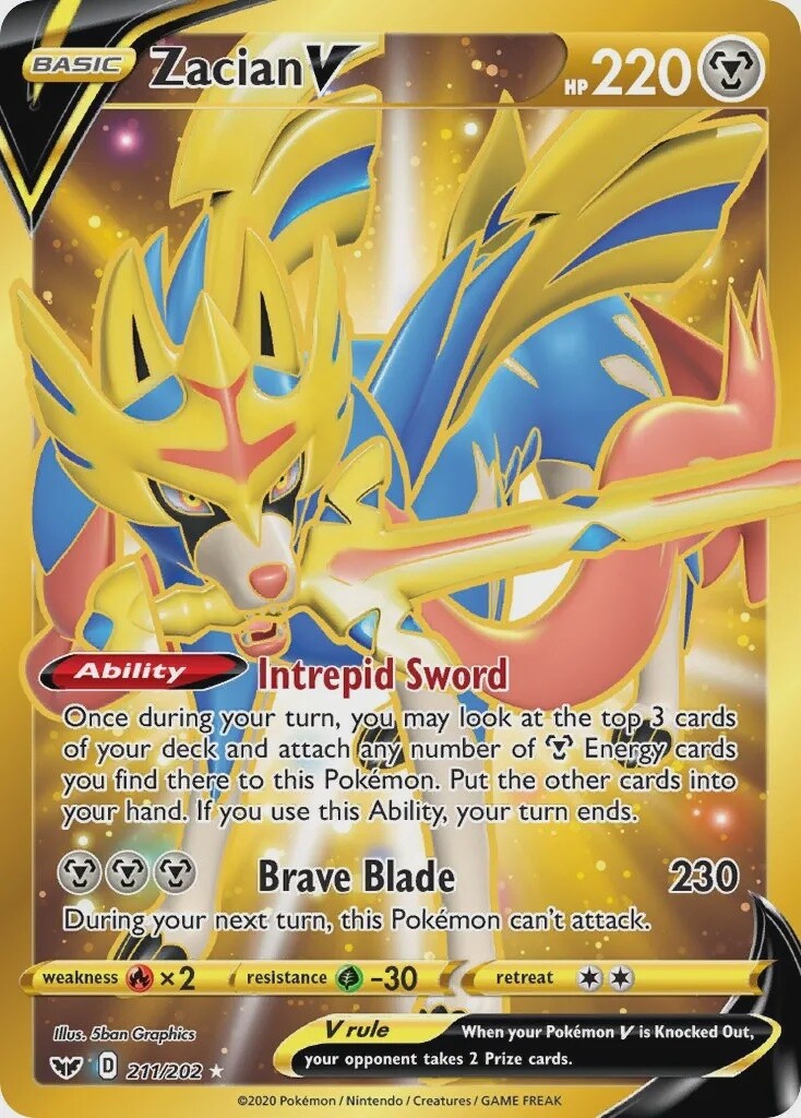 Zacian V - Secret Rare - Sword &amp; Shield - 211