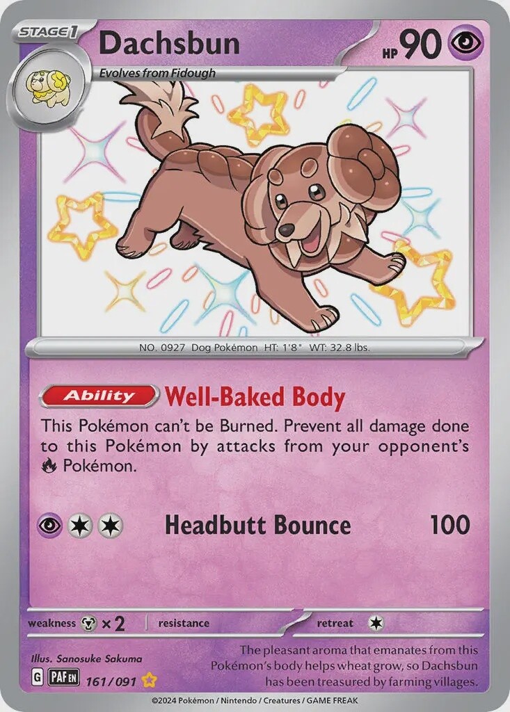 Dachsbun - Shiny Rare - Paldean Fates - 161