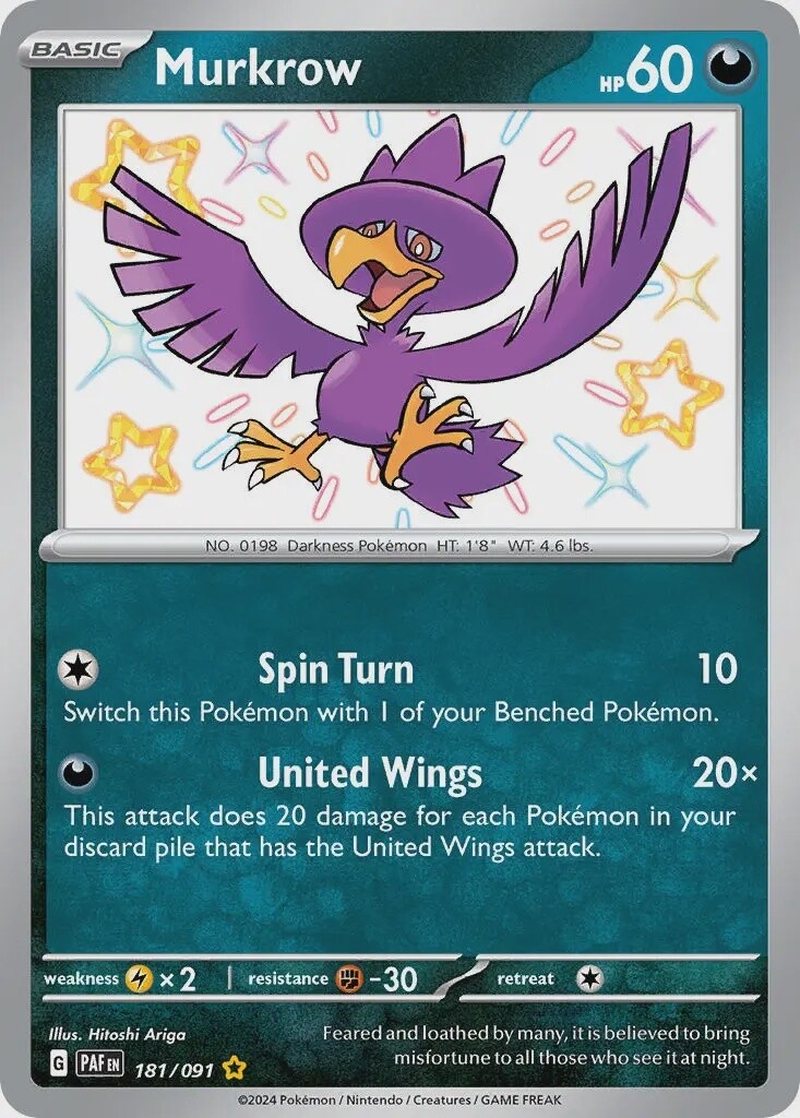 Murkrow - Shiny Rare - Paldean Fates - 181