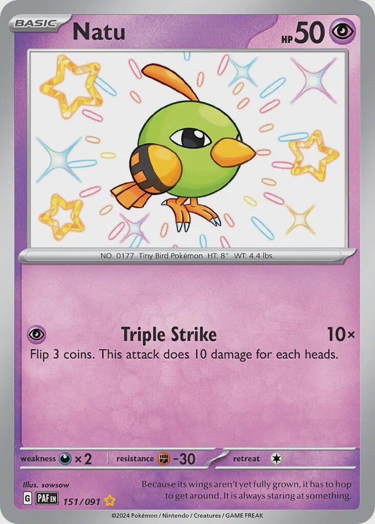 Natu - Shiny Rare - Paldean Fates - 151