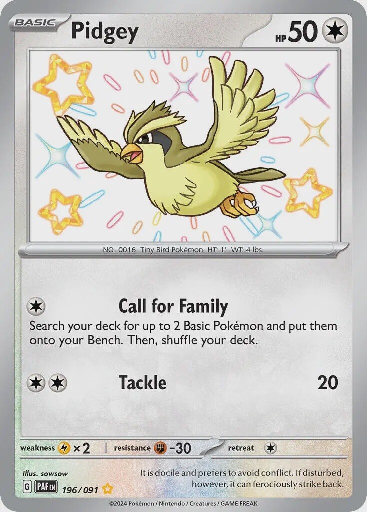 Pidgey - Shiny Rare - Paldean Fates - 196