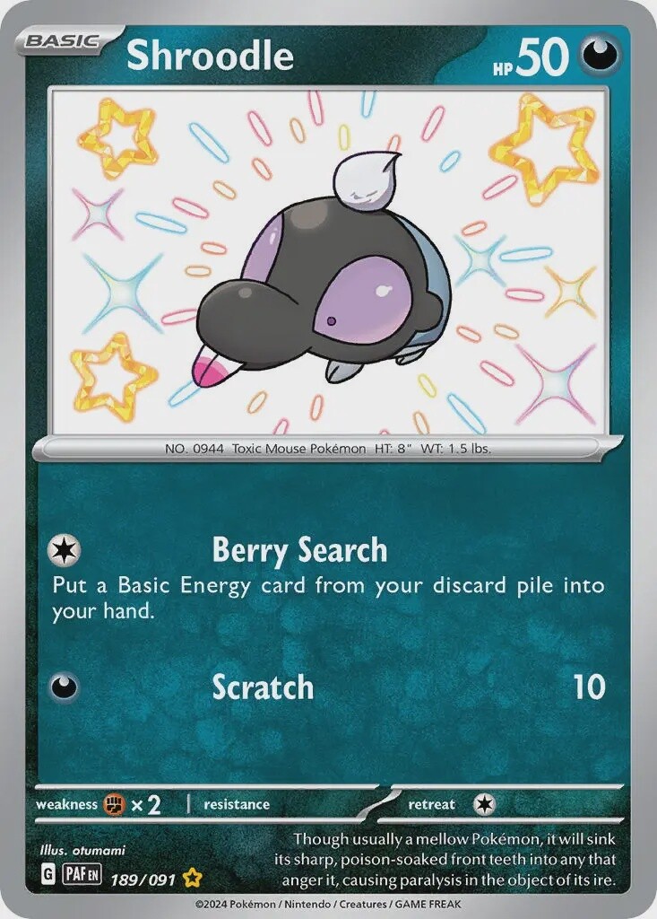 Shroodle - Shiny Rare - Paldean Fates - 189