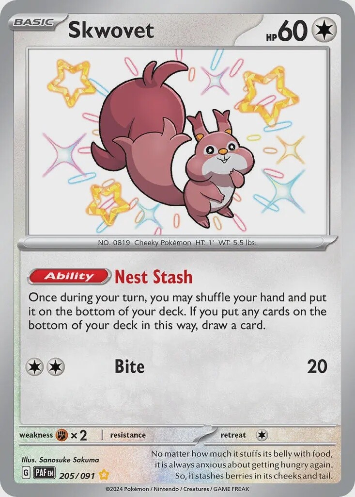 Skwovet - Shiny Rare - Paldean Fates - 205