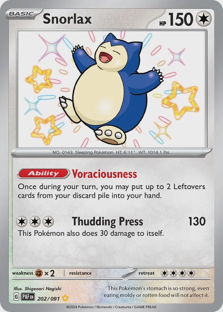 Snorlax - Shiny Rare - Paldean Fates - 202