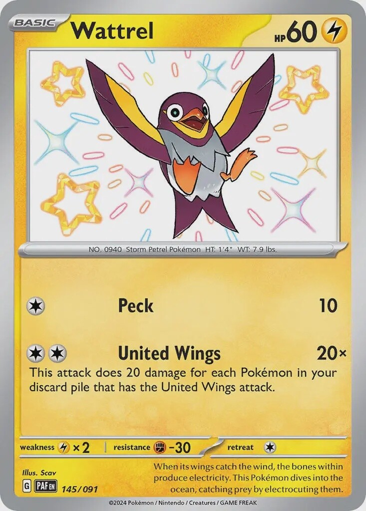Wattrel - Shiny Rare - Paldean Fates - 145