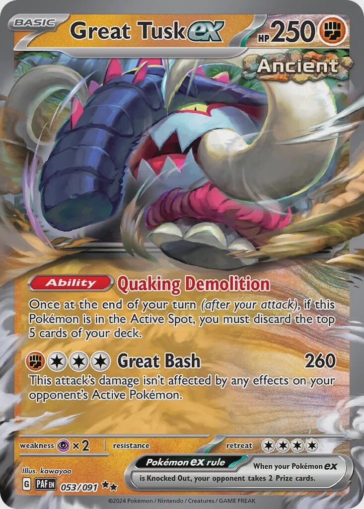 Great Tusk ex - Double Rare - Paldean Fates - 53