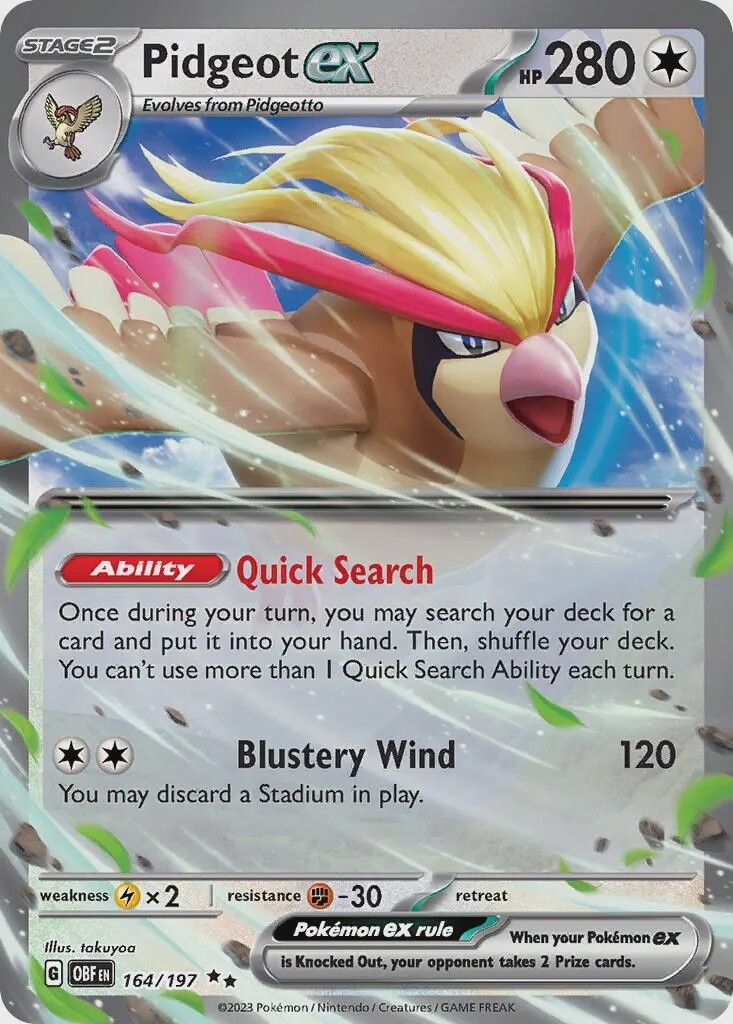 Pidgeot ex - Double Rare - Obsidian Flames - 164