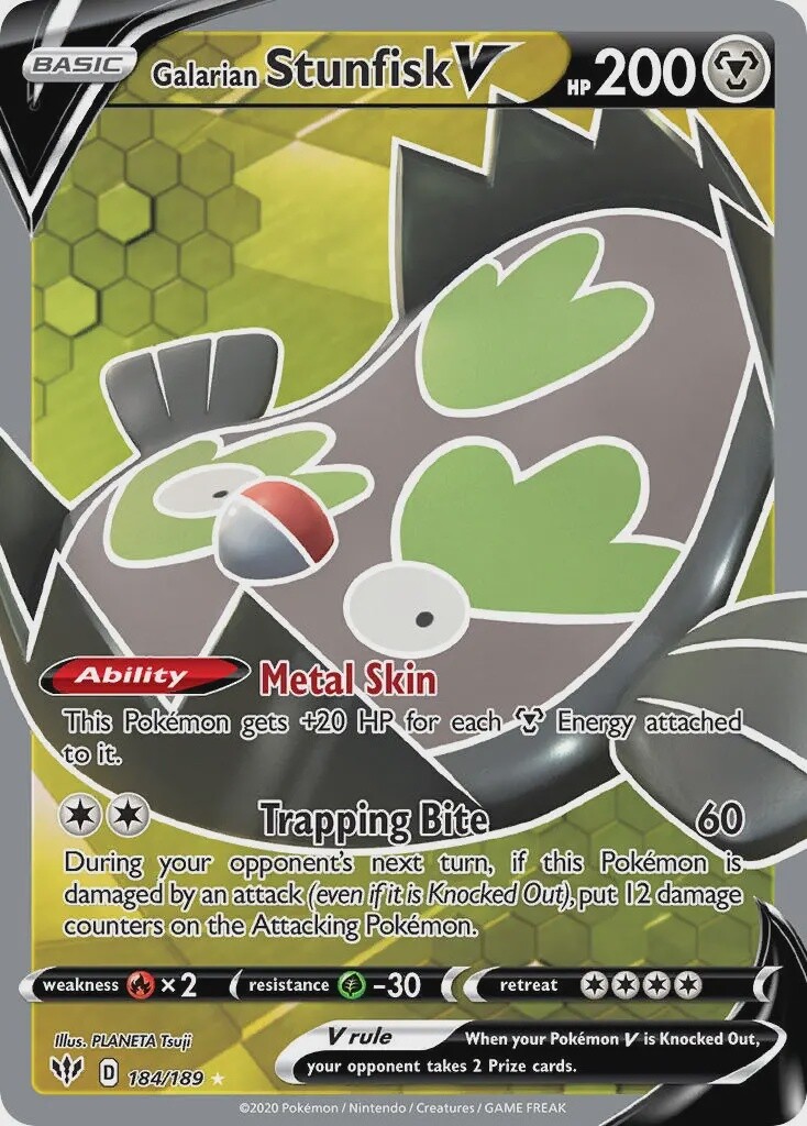 Galarian Stunfisk V - Ultra Rare - Darkness Ablaze - 184