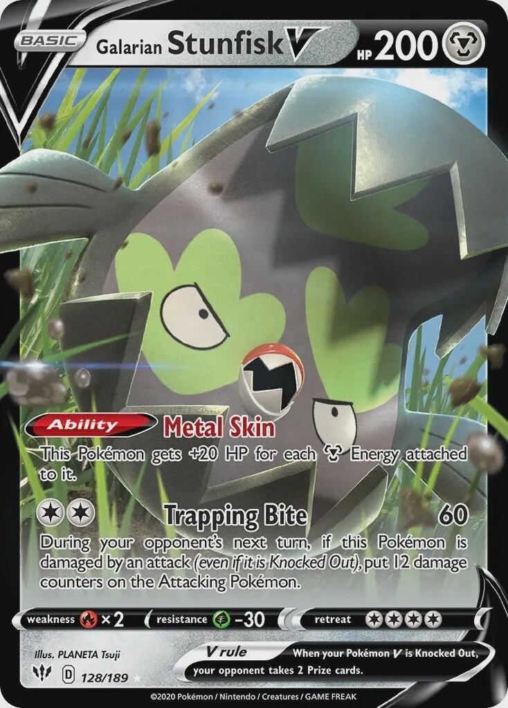 Galarian Stunfisk V - Ultra Rare - Darkness Ablaze - 128