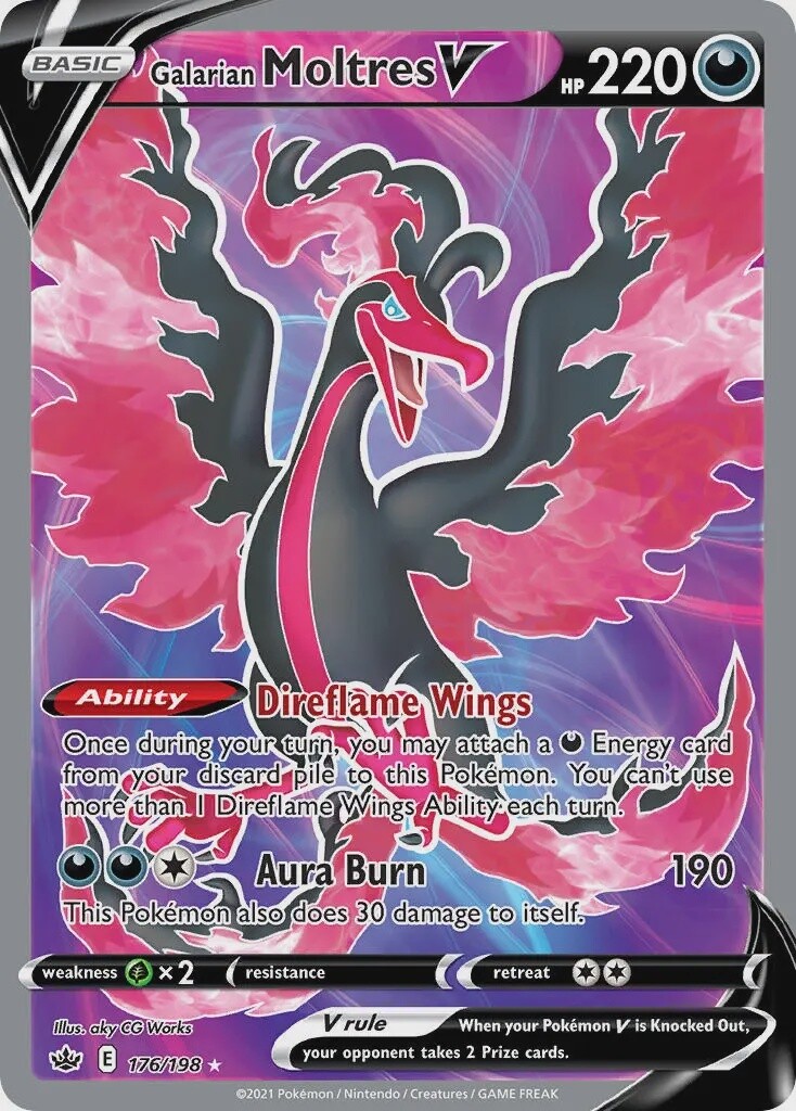 Galarian Moltres V - Ultra Rare - Chilling Reign - 176