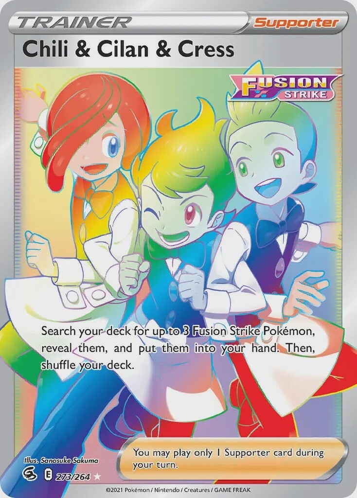 Chili &amp; Cilan &amp; Cress - Secret Rare - Fusion Strike - 273