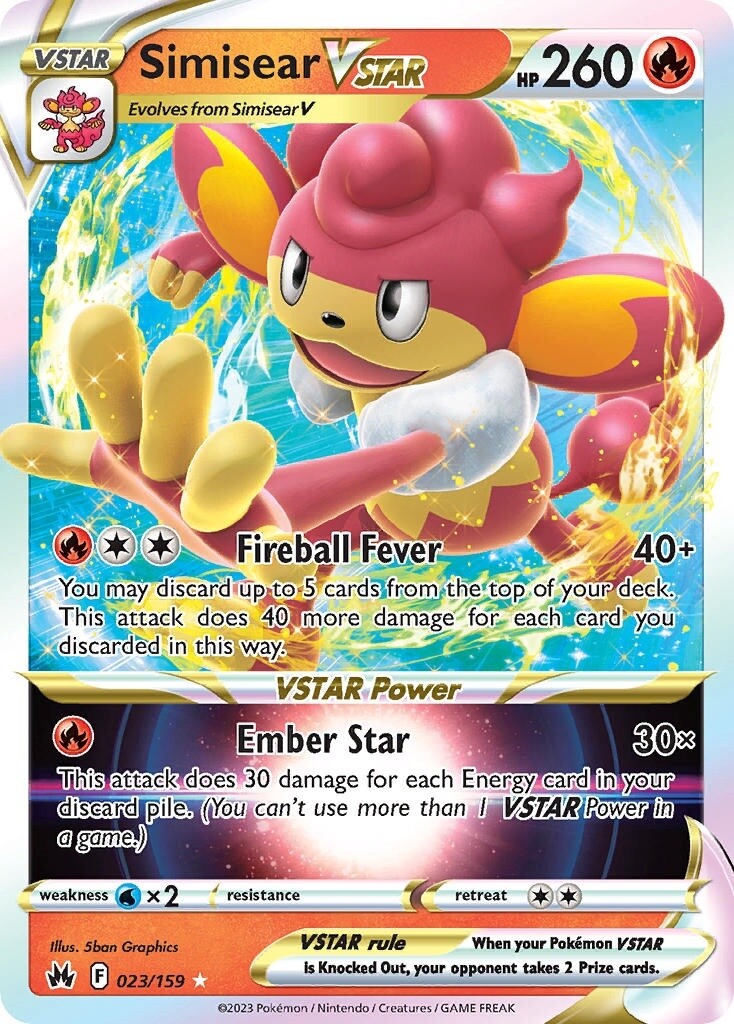 Simisear VSTAR - Ultra Rare - Crown Zenith - 23