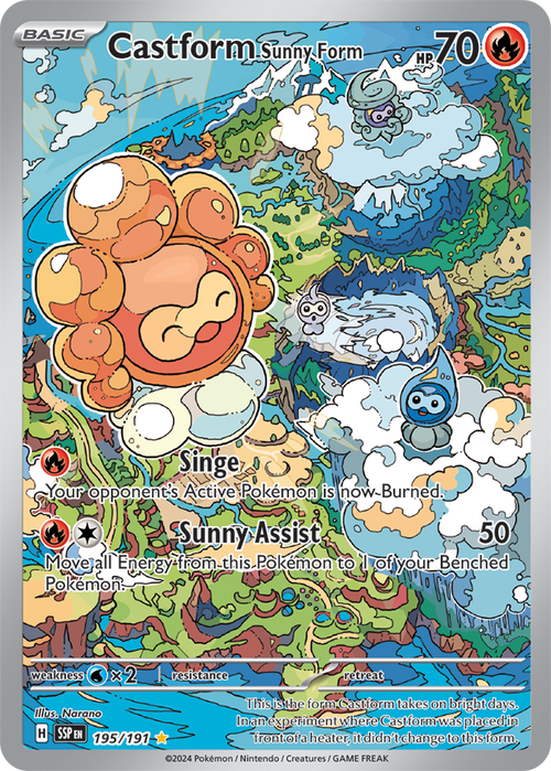 Castform Sunny Form - Illustration Rare - Surging Sparks - 195