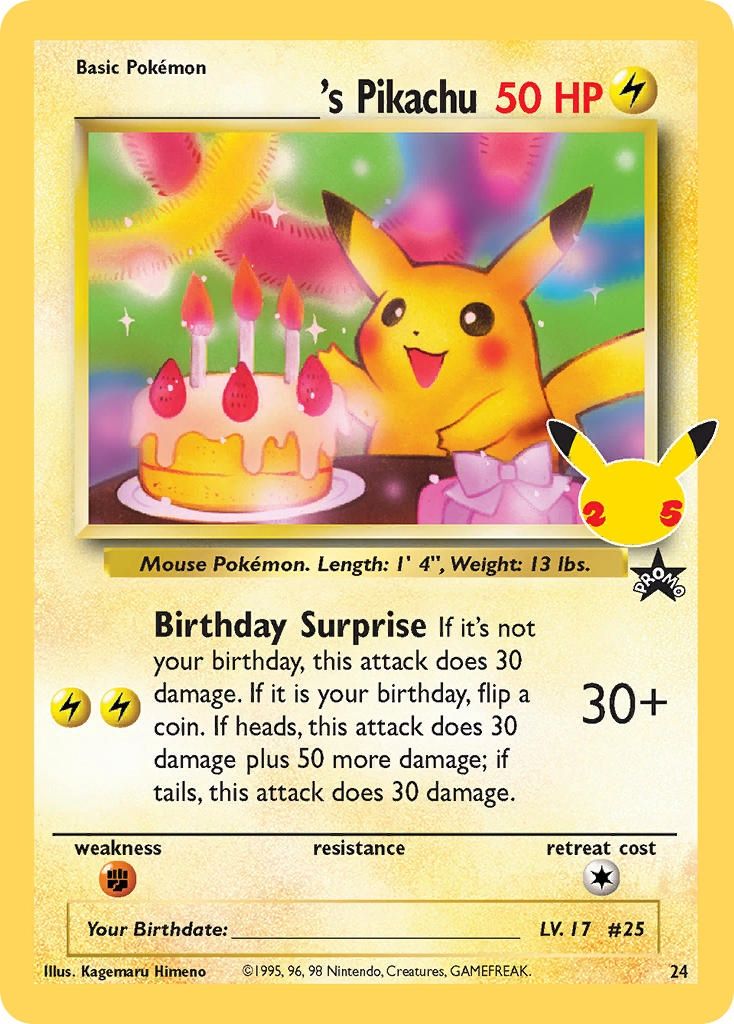 _________&#39;s Pikachu (Birthday) - Holo Rare - Celebrations - 24