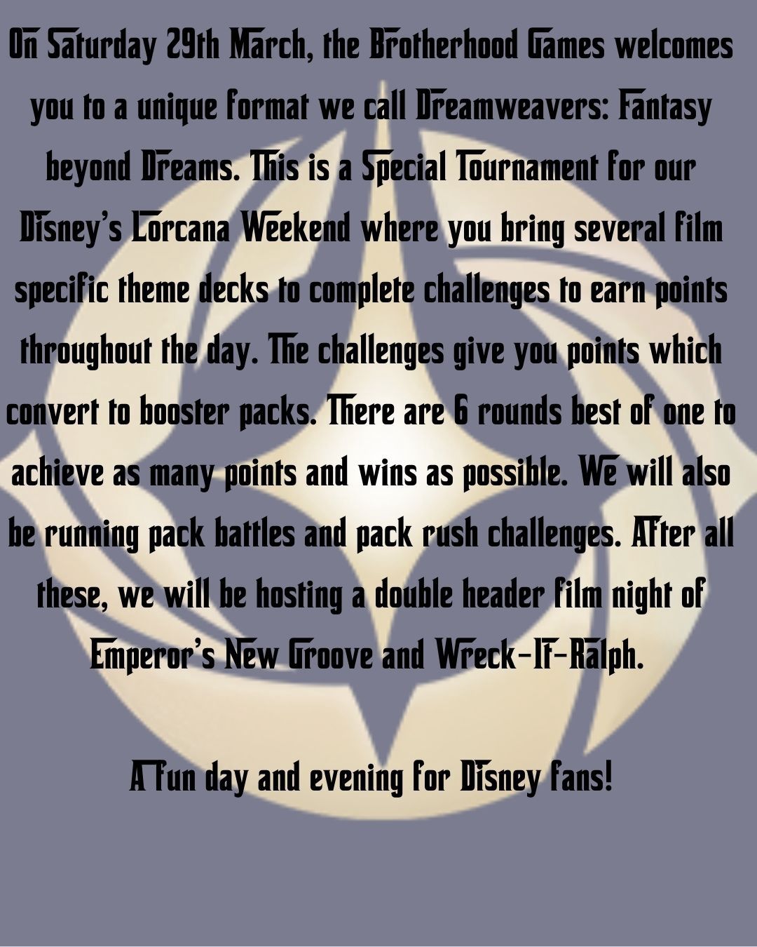 Lorcana Day Dreamweaver: Fantasy Beyond Dreams Saturday 29th March (12pm-6pm)