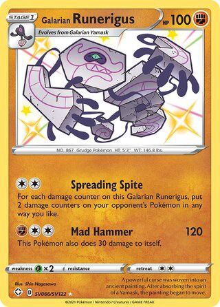 Galarian Runerigus - Secret Rare - Shining Fates - SV66