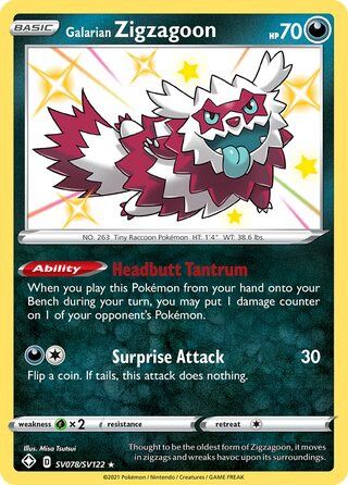 Galarian Zigzagoon - Secret Rare - Shining Fates - SV78