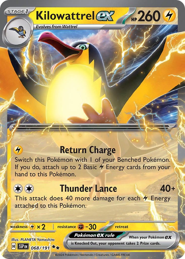 Kilowattrel ex - Double Rare - Surging Sparks - 68