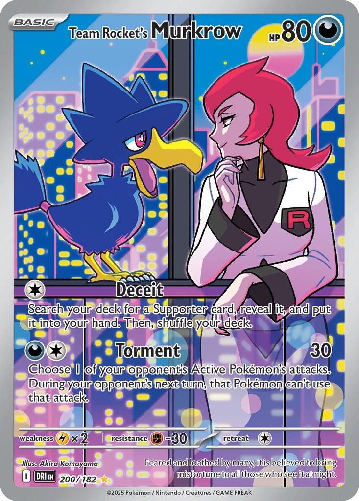 Pokemon - Destined Rivals - Illustration Rare - 200 - Team Rocket&#39;s Murkrow, Rarity: Illustration Rare