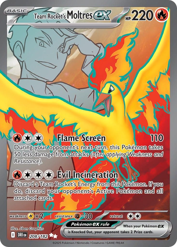 Pokemon - Destined Rivals - Ultra Rare - 208 - Team Rocket&#39;s Moltres ex, Rarity: Ultra Rare