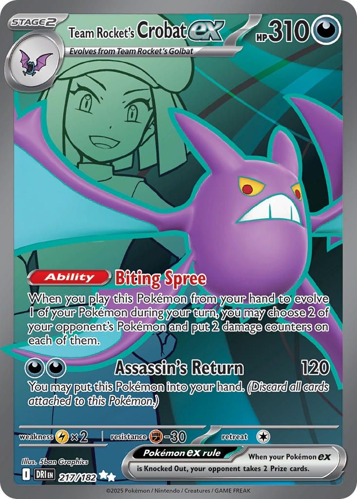 Pokemon - Destined Rivals - Ultra Rare - 217 - Team Rocket&#39;s Crobat ex, Rarity: Ultra Rare