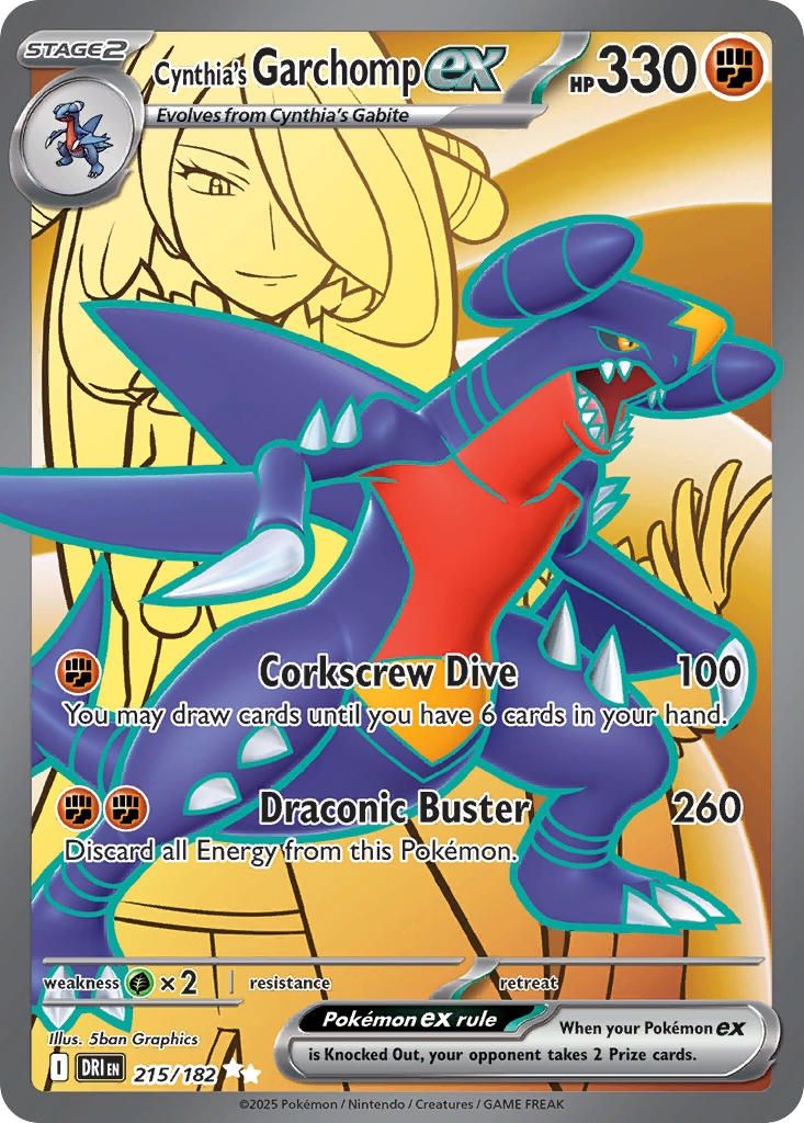 Pokemon - Destined Rivals - Ultra Rare - 215 - Cynthia&#39;s Garchomp ex, Rarity: Ultra Rare