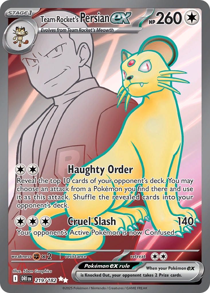 Pokemon - Destined Rivals - Ultra Rare - 219 - Team Rocket&#39;s Persian ex, Rarity: Ultra Rare