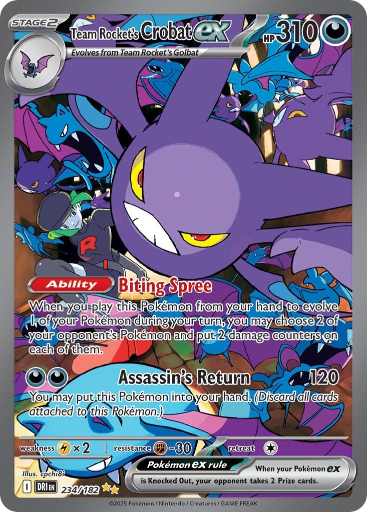 Pokemon - Destined Rivals - Special Illustration Rare - 234 - Team Rocket&#39;s Crobat ex, Rarity: Special Illustration Rare