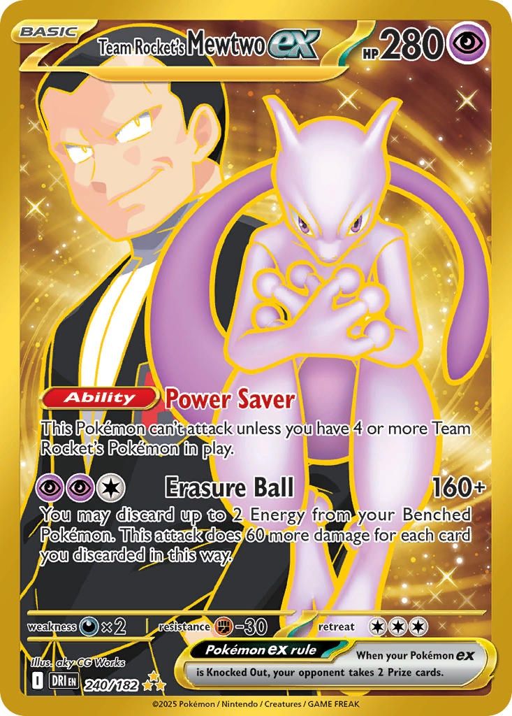Pokemon - Destined Rivals - Secret Rare - 240 - Team Rocket&#39;s Mewtwo ex, Rarity: Secret Rare