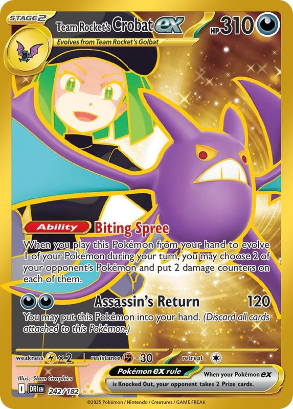 Pokemon - Destined Rivals - Secret Rare - 242 - Team Rocket&#39;s Crobat ex